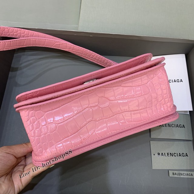 Balenciaga專櫃爆款大號鱷魚粉肩背包 巴黎世家新款Gossip bag斜挎包 fyj1297